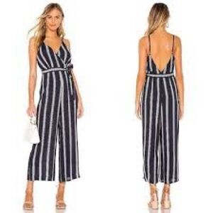 Rails Serena Beach Stripe Cropped Jumpsuit $198 MSRP Navy White Sz M